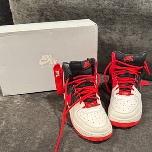 Nike Air Force 1 Mid Sneakers - White, Black, Red